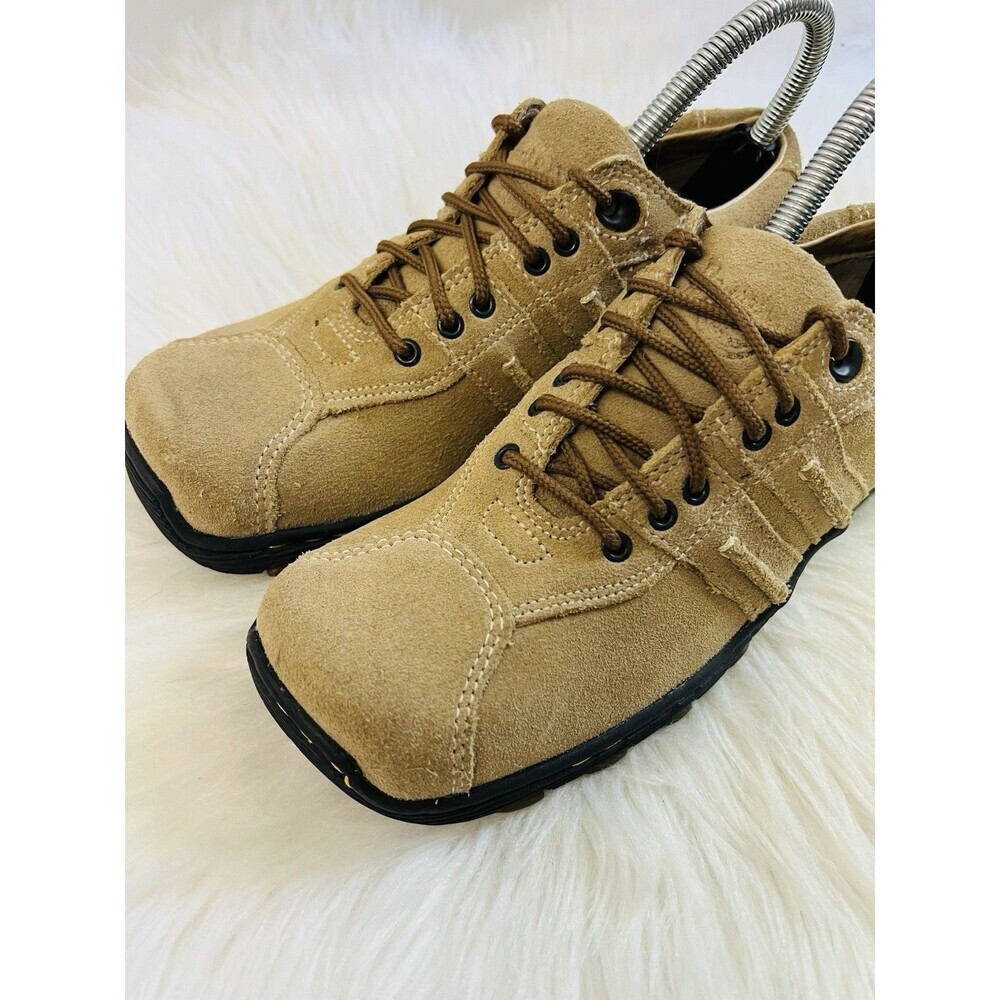 Dr Martens Tan Suede Oxford Shoes 90s Y2K Grunge Square Toe UK4 Mens 5 Womens 6